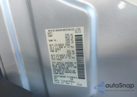 2021 Nissan Rogue Sv Intelligent Awd from USA, damaged, VIN 5N1AT3BB4MC719845